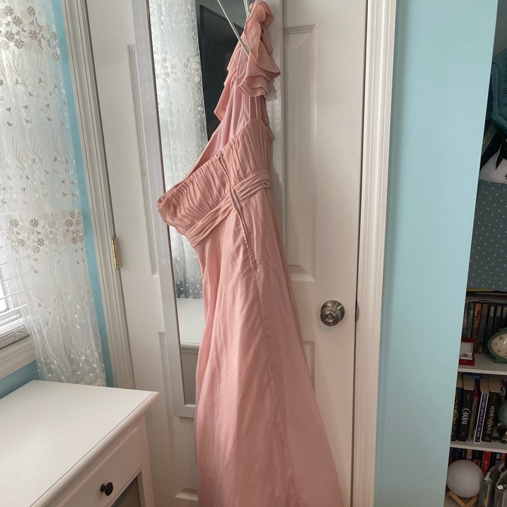One shoulder dusty rose dress